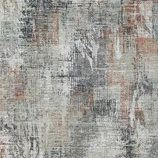 Taupe Gray And Copper Abstract Washable Indoor Outdoor Area Rug Photo 5