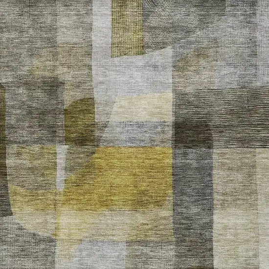 Taupe Gray And Green Abstract Washable Indoor Outdoor Area Rug Photo 5