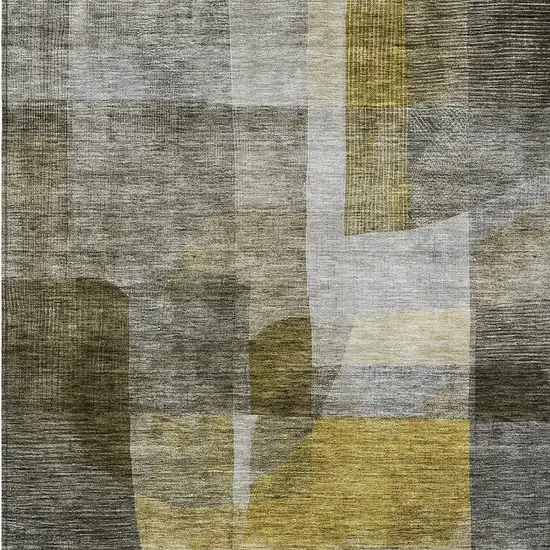 Taupe Gray And Green Abstract Washable Indoor Outdoor Area Rug Photo 5