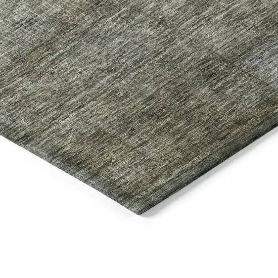 Taupe Gray And Green Abstract Washable Indoor Outdoor Area Rug Photo 4