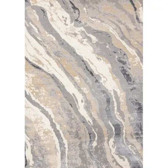 Taupe Gray And Ivory Abstract Area Rug Photo 2