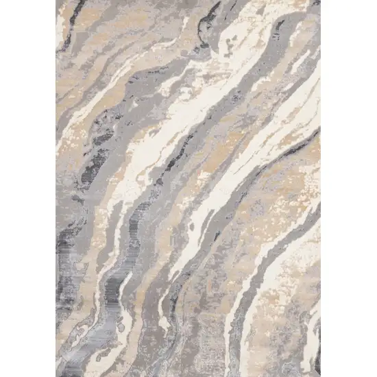 Taupe Gray And Ivory Abstract Area Rug Photo 4