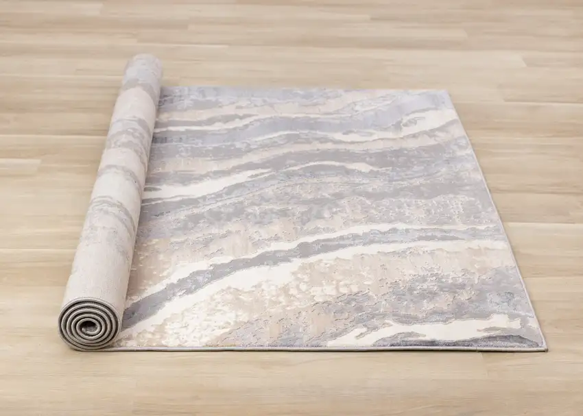 Taupe Gray And Ivory Abstract Area Rug Photo 9