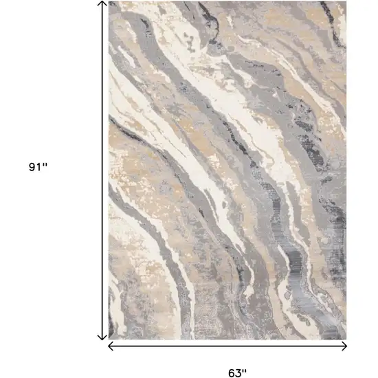 Taupe Gray And Ivory Abstract Area Rug Photo 3