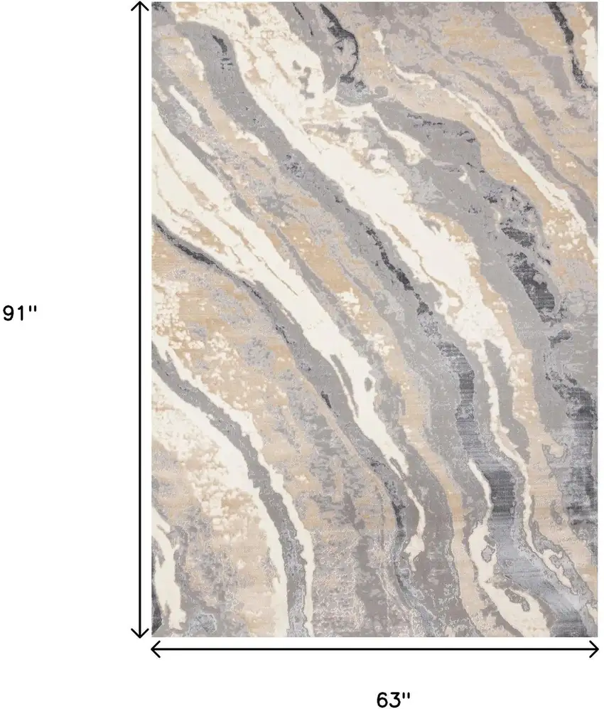 Taupe Gray And Ivory Abstract Area Rug Photo 3
