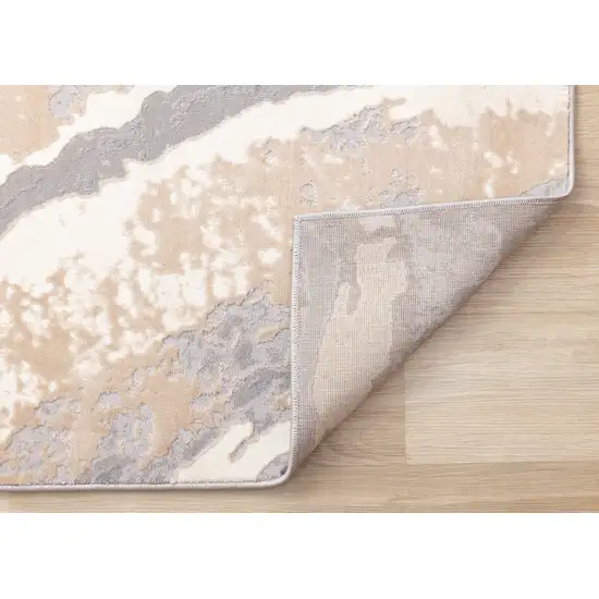 Taupe Gray And Ivory Abstract Area Rug Photo 9