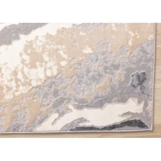 Taupe Gray And Ivory Abstract Area Rug Photo 8