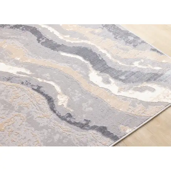 Taupe Gray And Ivory Abstract Area Rug Photo 7