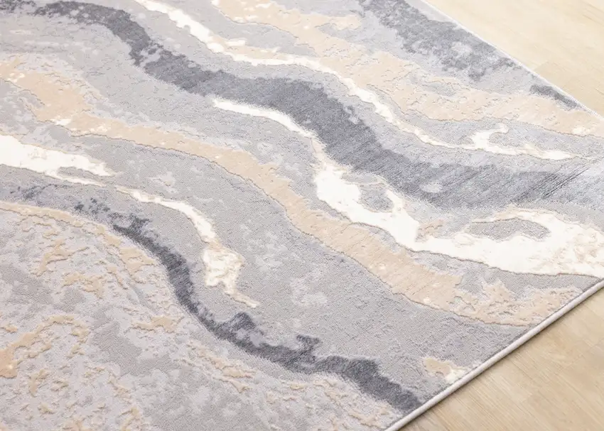 Taupe Gray And Ivory Abstract Area Rug Photo 7