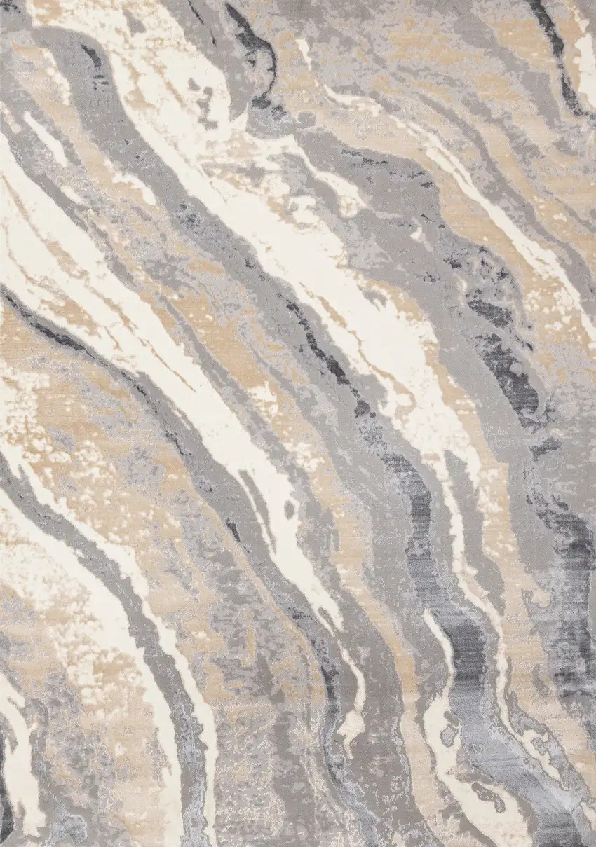 Taupe Gray And Ivory Abstract Area Rug Photo 2