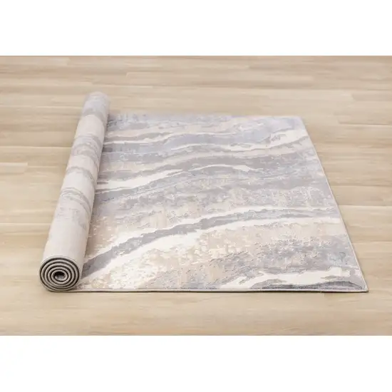 Taupe Gray And Ivory Abstract Area Rug Photo 9