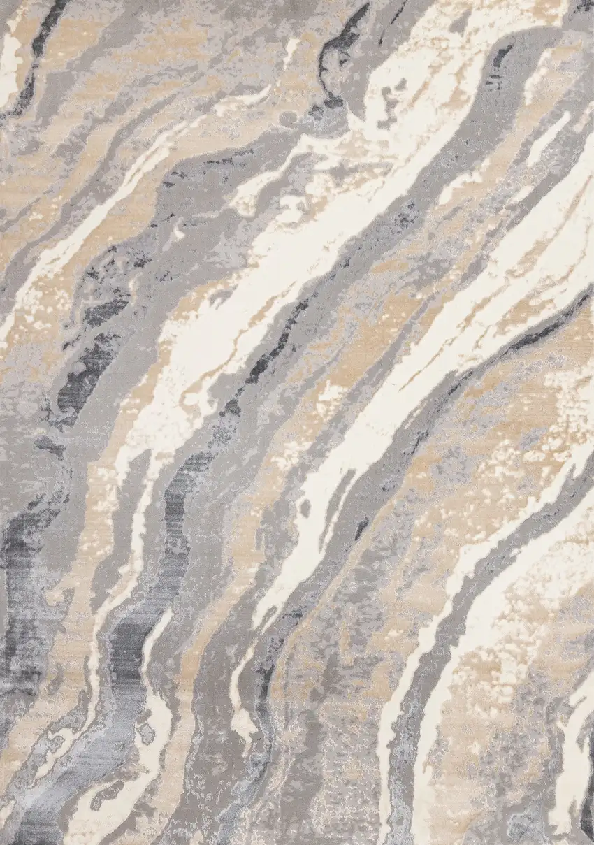 Taupe Gray And Ivory Abstract Area Rug Photo 4