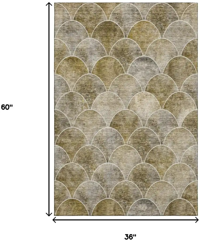 Taupe Gray And Ivory Abstract Geometric Washable Area Rug With UV Protection Photo 3
