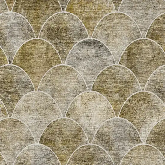 Taupe Gray And Ivory Abstract Geometric Washable Area Rug With UV Protection Photo 7