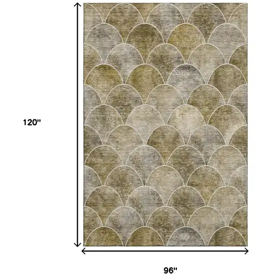 Taupe Gray And Ivory Abstract Geometric Washable Area Rug With UV Protection Photo 3