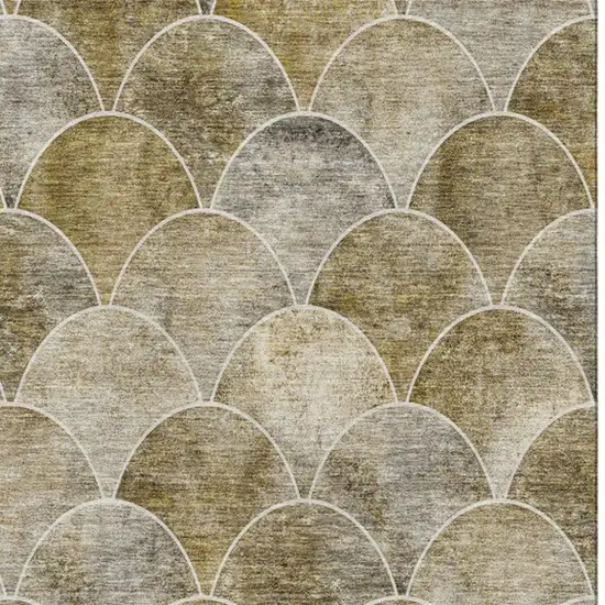 Taupe Gray And Ivory Abstract Geometric Washable Area Rug With UV Protection Photo 1