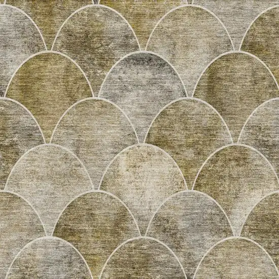 Taupe Gray And Ivory Abstract Geometric Washable Area Rug With UV Protection Photo 3