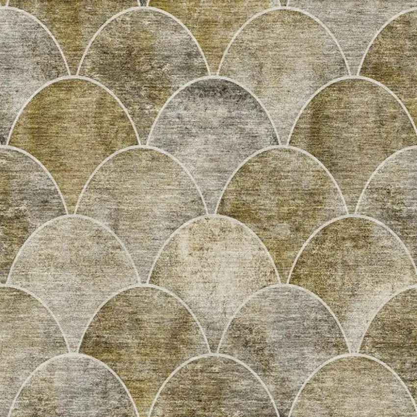 Taupe Gray And Ivory Abstract Geometric Washable Area Rug With UV Protection Photo 3