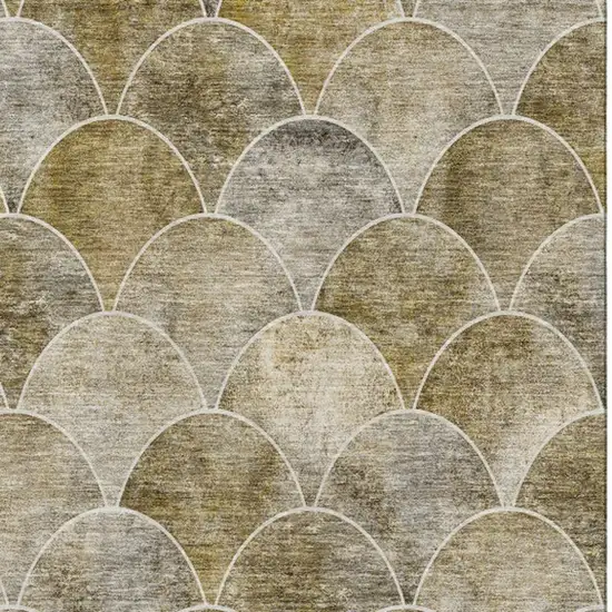 Taupe Gray And Ivory Abstract Geometric Washable Area Rug With UV Protection Photo 1