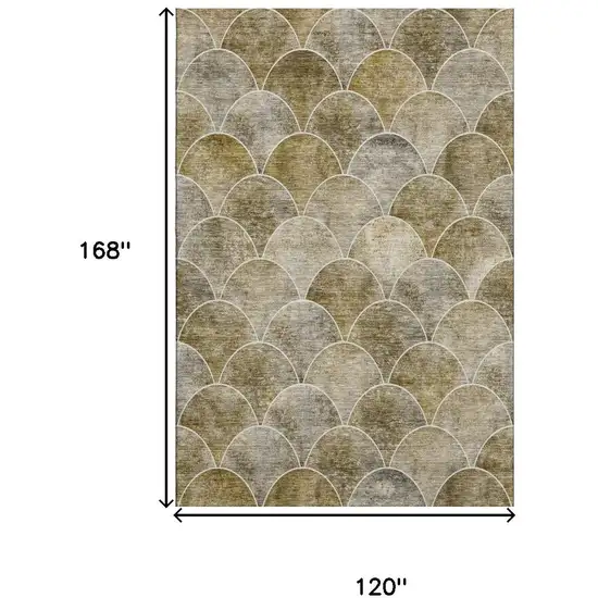Taupe Gray And Ivory Abstract Geometric Washable Area Rug With UV Protection Photo 3