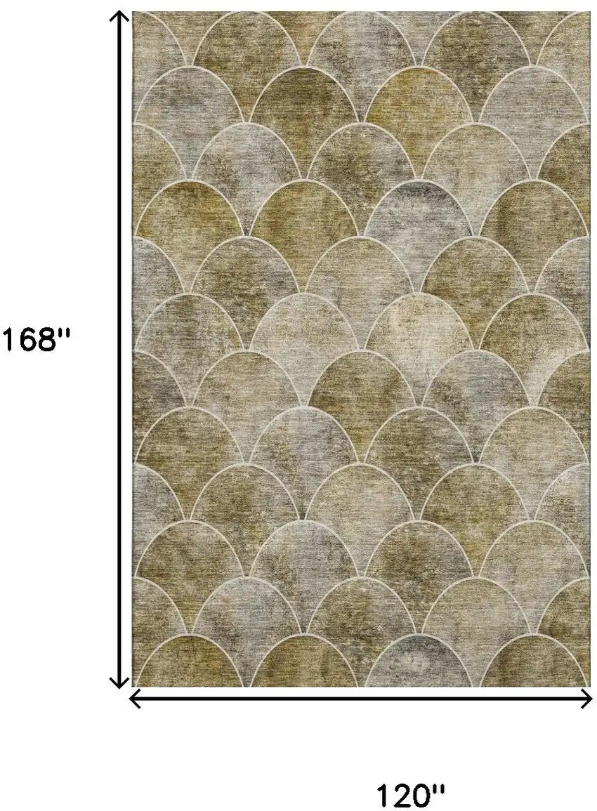 Taupe Gray And Ivory Abstract Geometric Washable Area Rug With UV Protection Photo 3