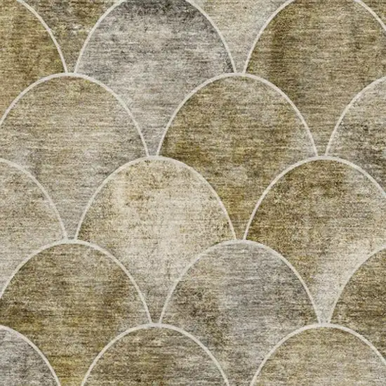 Taupe Gray And Ivory Abstract Geometric Washable Area Rug With UV Protection Photo 3