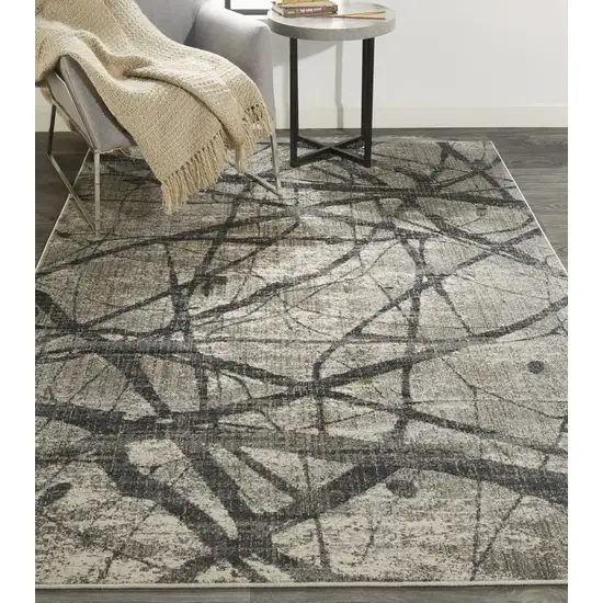 Taupe Gray And Ivory Abstract Stain Resistant Area Rug Photo 8