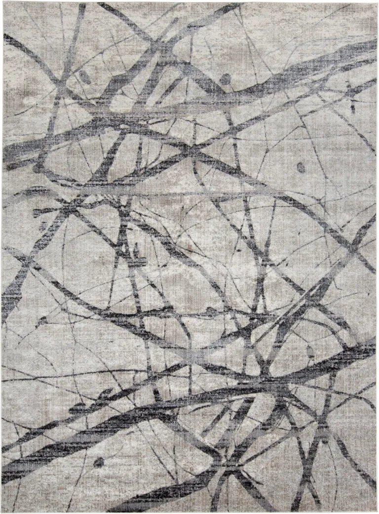 Taupe Gray And Ivory Abstract Stain Resistant Area Rug Photo 3