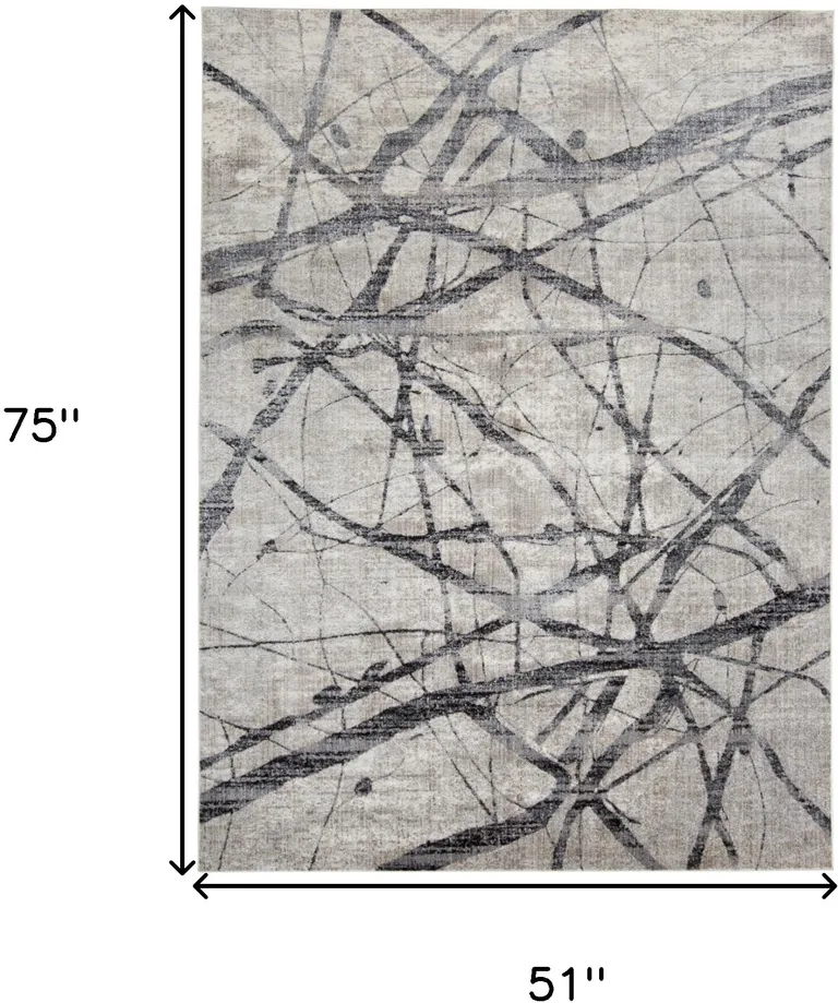 Taupe Gray And Ivory Abstract Stain Resistant Area Rug Photo 4