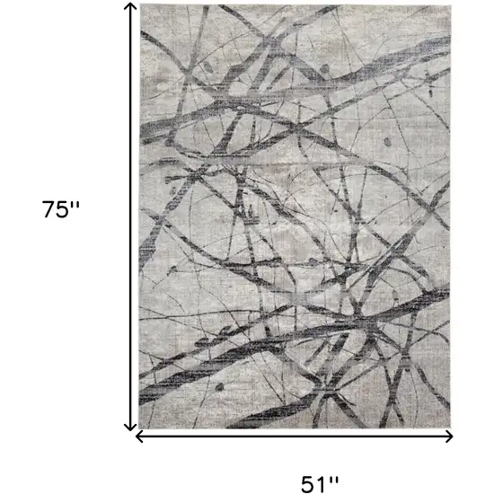 Taupe Gray And Ivory Abstract Stain Resistant Area Rug Photo 3