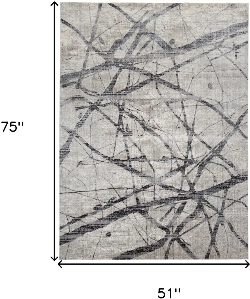 Taupe Gray And Ivory Abstract Stain Resistant Area Rug Photo 3