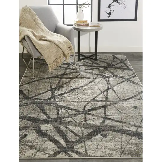 Taupe Gray And Ivory Abstract Stain Resistant Area Rug Photo 9