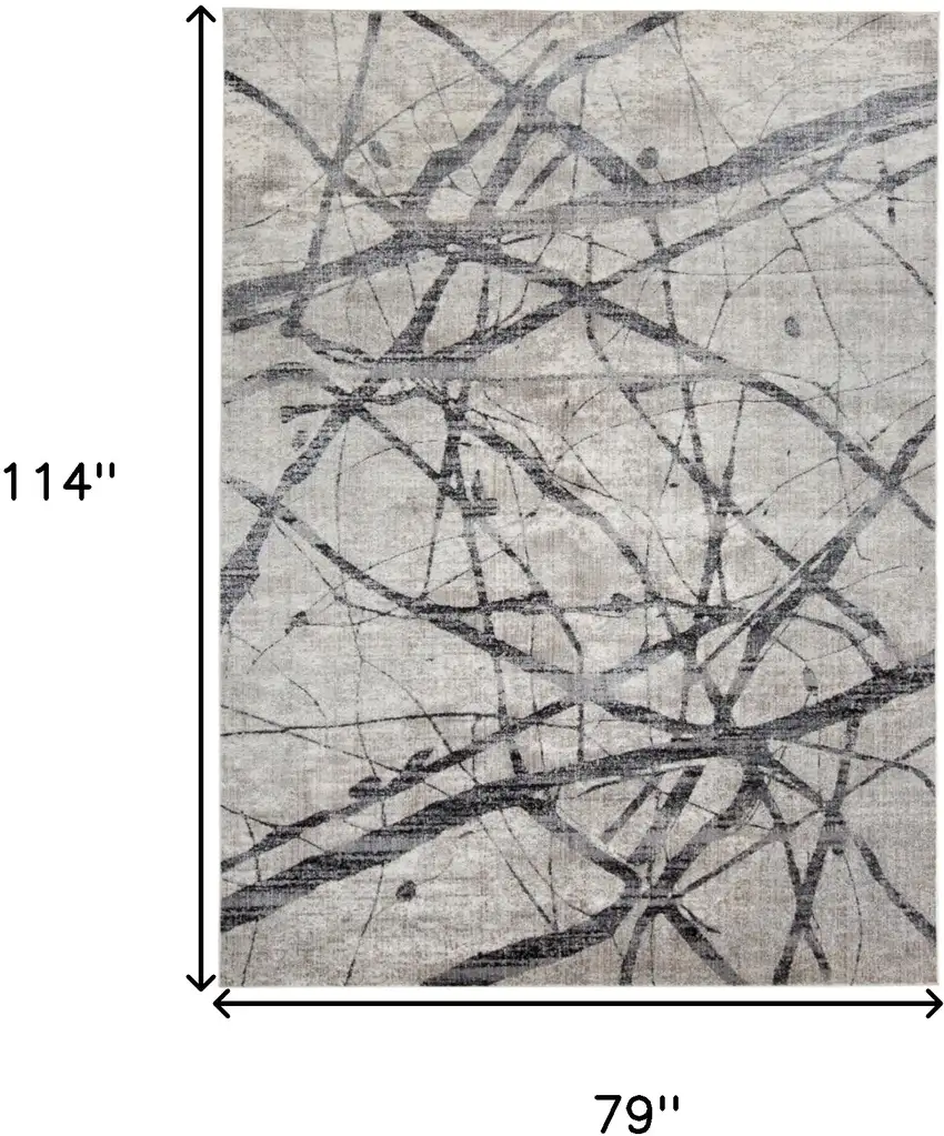 Taupe Gray And Ivory Abstract Stain Resistant Area Rug Photo 10