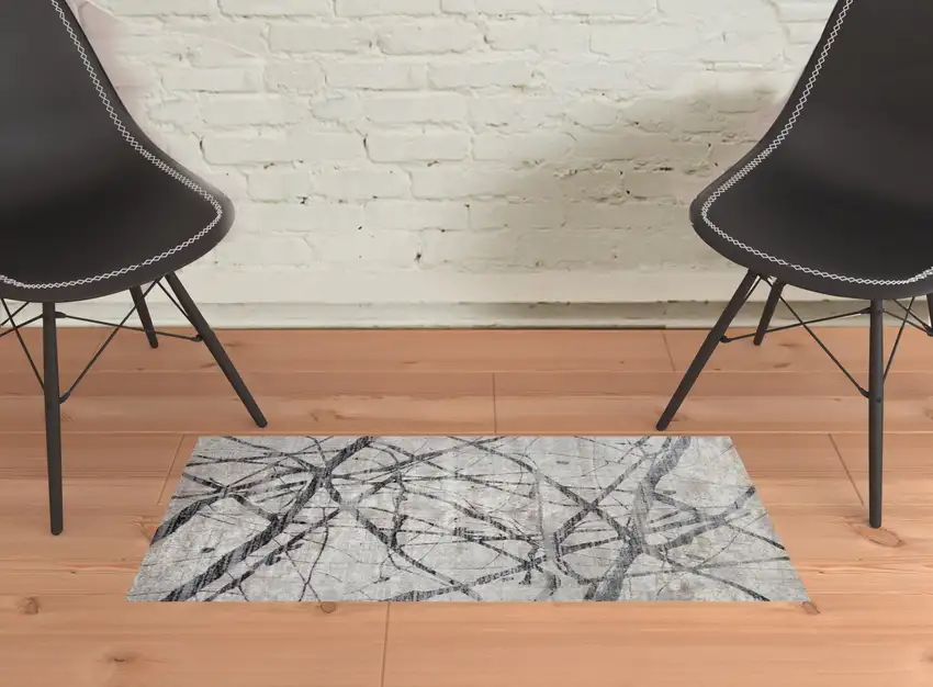 Taupe Gray And Ivory Abstract Stain Resistant Area Rug Photo 2