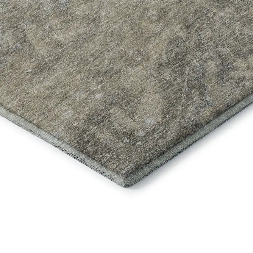 Taupe Gray And Ivory Abstract Washable Area Rug With UV Protection Photo 8