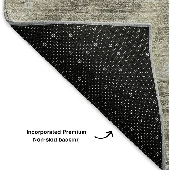 Taupe Gray And Ivory Abstract Washable Area Rug With UV Protection Photo 7