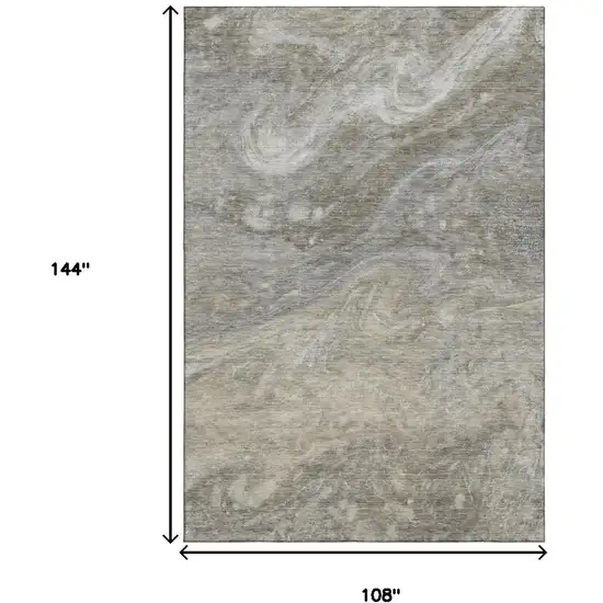 Taupe Gray And Ivory Abstract Washable Area Rug With UV Protection Photo 6