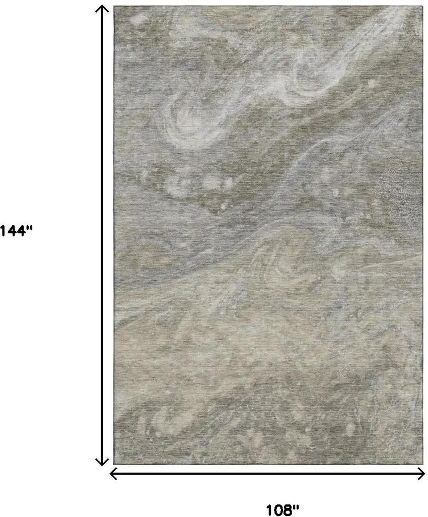 Taupe Gray And Ivory Abstract Washable Area Rug With UV Protection Photo 6