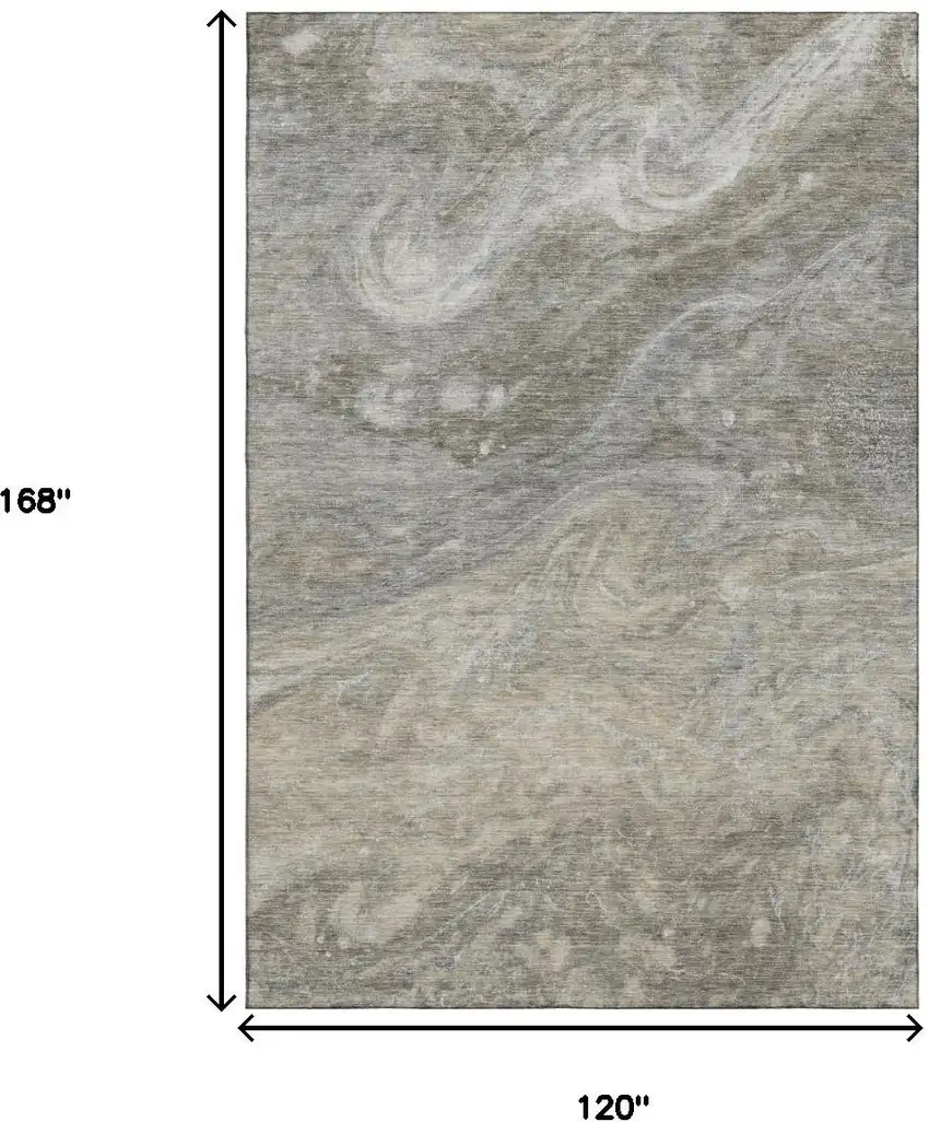 Taupe Gray And Ivory Abstract Washable Area Rug With UV Protection Photo 6