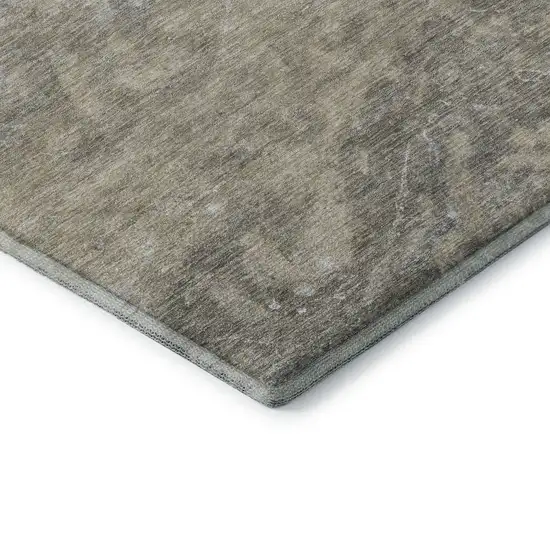 Taupe Gray And Ivory Abstract Washable Area Rug With UV Protection Photo 9