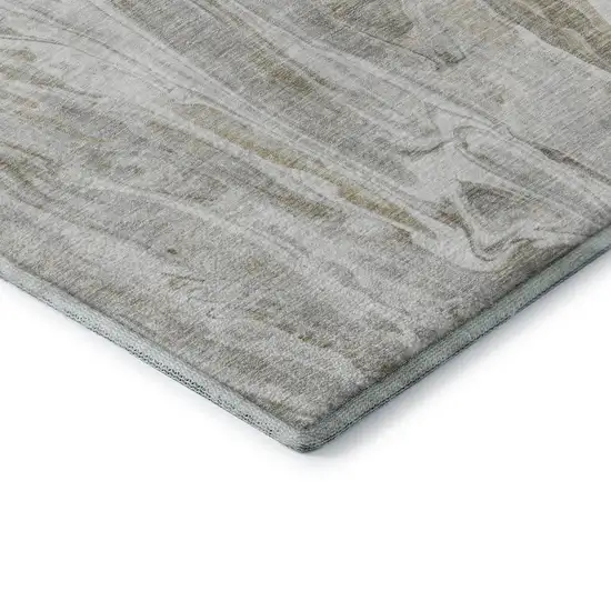 Taupe Gray And Ivory Abstract Washable Area Rug With UV Protection Photo 7