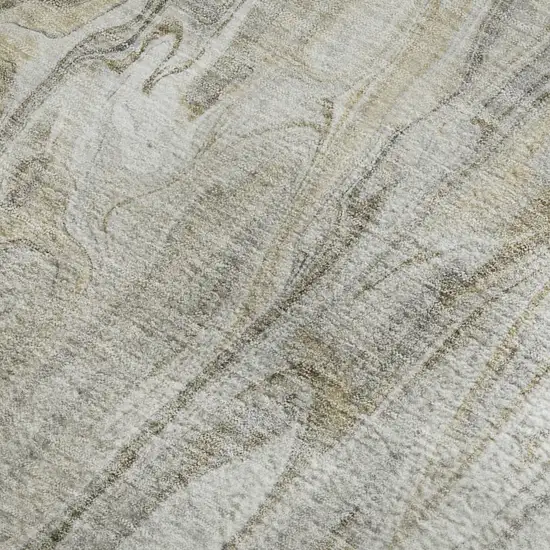 Taupe Gray And Ivory Abstract Washable Area Rug With UV Protection Photo 2