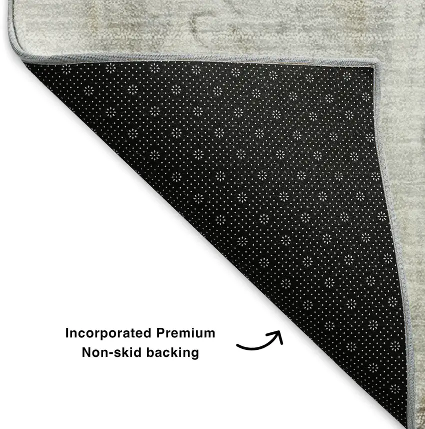 Taupe Gray And Ivory Abstract Washable Area Rug With UV Protection Photo 6