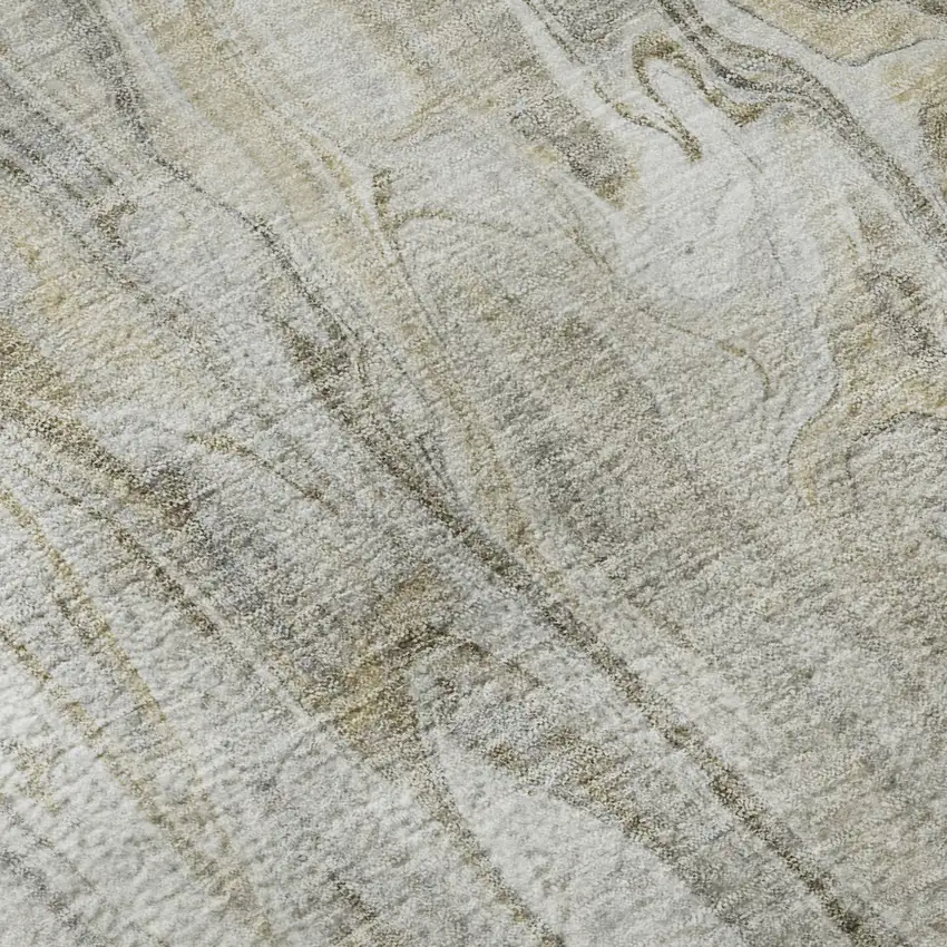 Taupe Gray And Ivory Abstract Washable Area Rug With UV Protection Photo 1