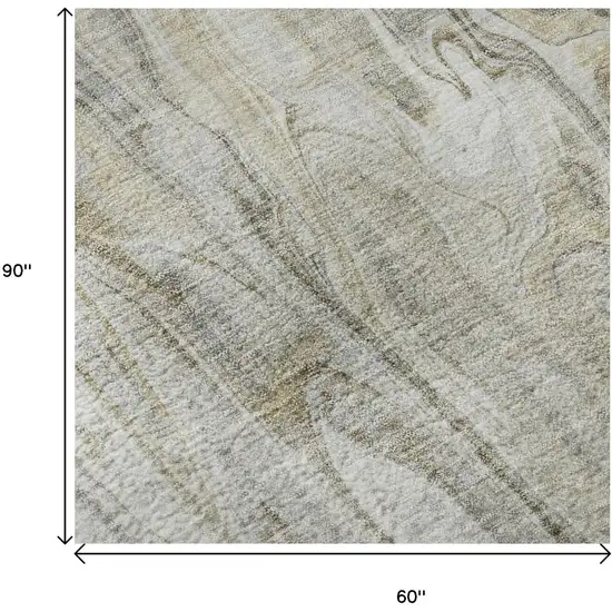 Taupe Gray And Ivory Abstract Washable Area Rug With UV Protection Photo 9
