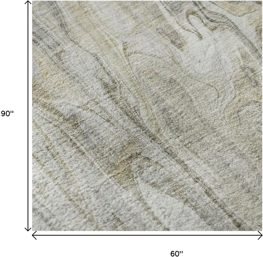 Taupe Gray And Ivory Abstract Washable Area Rug With UV Protection Photo 9