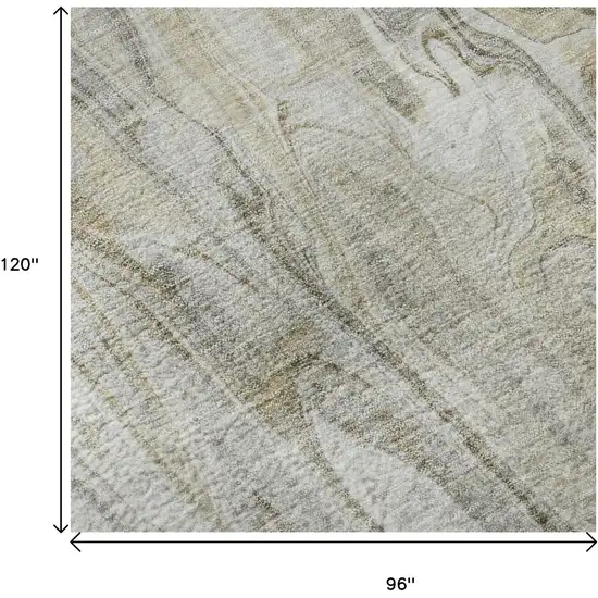 Taupe Gray And Ivory Abstract Washable Area Rug With UV Protection Photo 9