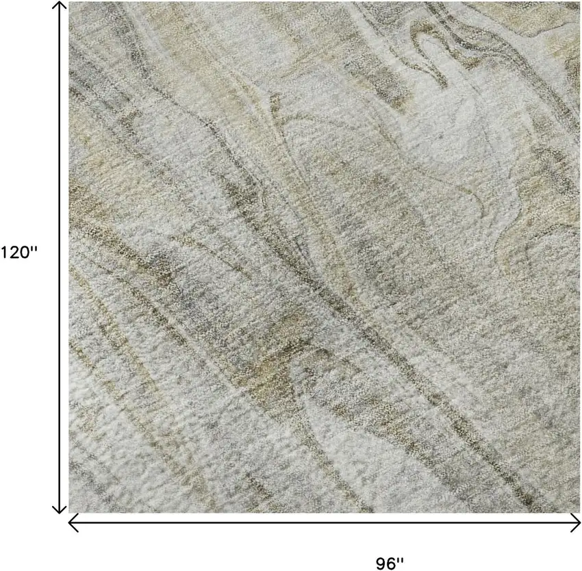 Taupe Gray And Ivory Abstract Washable Area Rug With UV Protection Photo 9