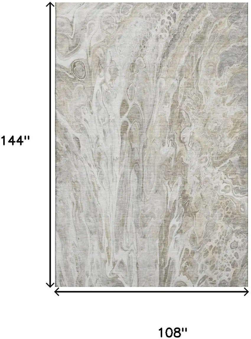 Taupe Gray And Ivory Abstract Washable Area Rug With UV Protection Photo 3
