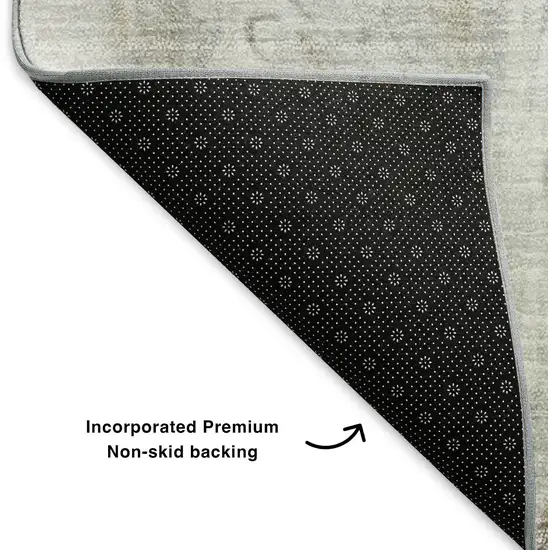 Taupe Gray And Ivory Abstract Washable Area Rug With UV Protection Photo 6